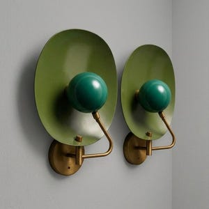 Vägglampa i grön mässing i mitten av århundradet | Retro vägglampa | Nordisk minimalistisk belysning | Sänglampa | Heminredning bild 6