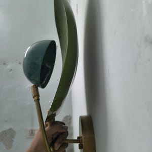 Vägglampa i grön mässing i mitten av århundradet | Retro vägglampa | Nordisk minimalistisk belysning | Sänglampa | Heminredning bild 12