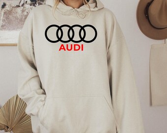 Audi Logo Hoodie, Unisex Car Fan Sweatshirt, 50/50 Cotton Polyester