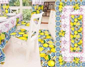 Tovaglia 12 Posti 240x145 cm 100% Poliestere – Stampa Limoni e Maioliche | Linea Limoni