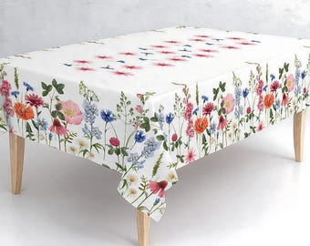 Mantel para 6 personas, 180 x 145 cm, 100 % poliéster, estampado floral multicolor | Línea Jardín