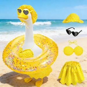 Easter Porch Goose Float Outfit, 23 Inch Goose Clothes, Pool Ring Goose Costume, Funny Yard Goose Decor Set