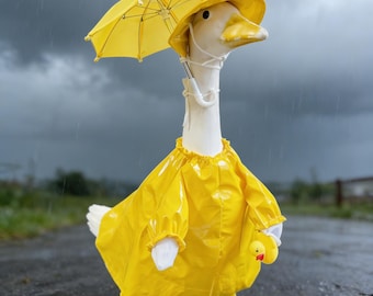 Porch Goose Raincoat Outfit, 23 Inch Goose Clothes, Garden Goose Costume Set, Funny Yard Goose Decor Clothing