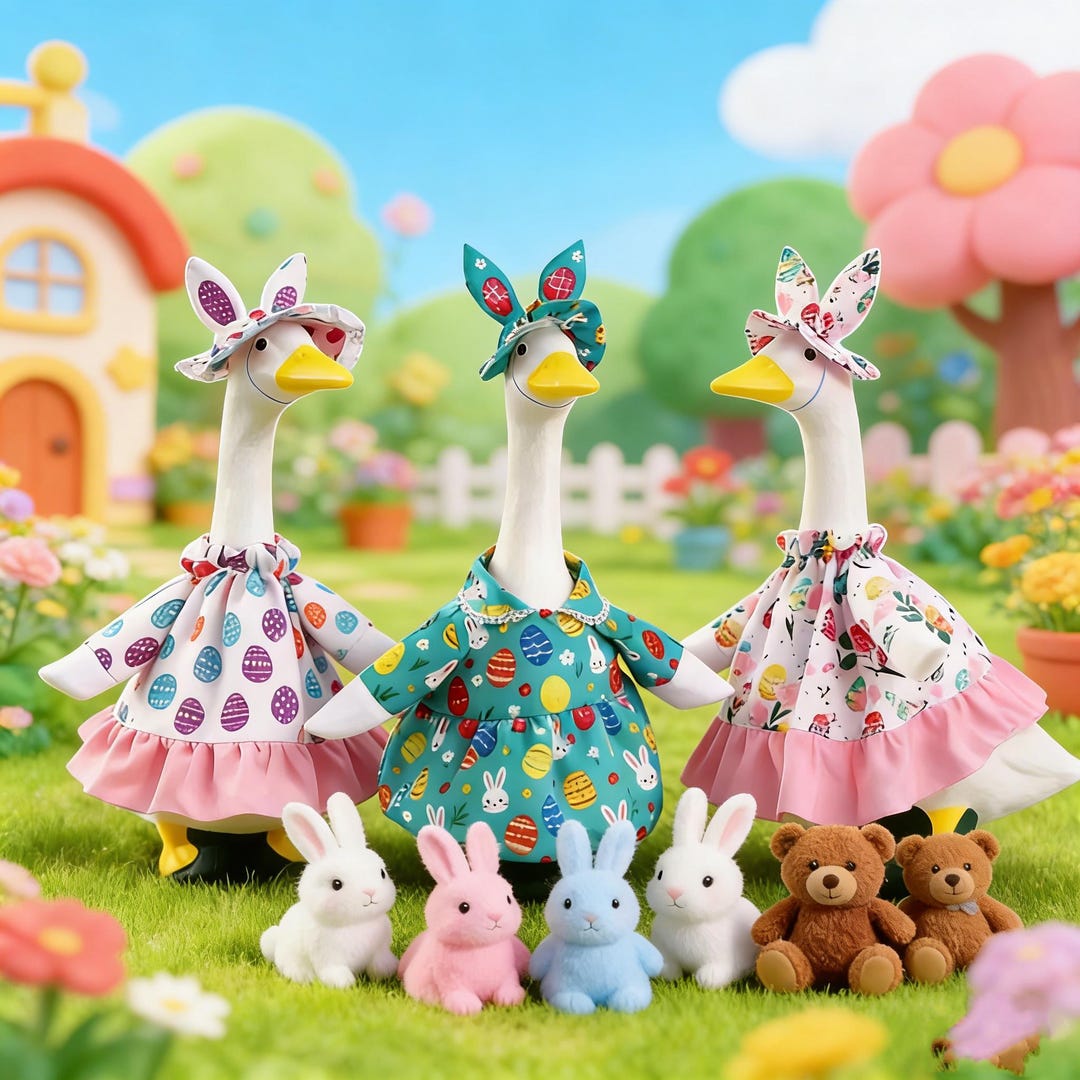 Porch Goose Easter Outfit, 23 Inch Garden Goose Clothes, Bunny Egg ...