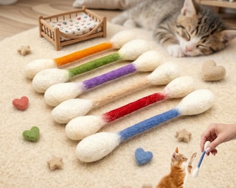 Giant Q-Tip Cat Toy, Funny Cotton Swab Catnip Kicker, Unique Felt Cat Chew Stick for Teething & Hunting, Creative Gift for Cat Lovers, Plush