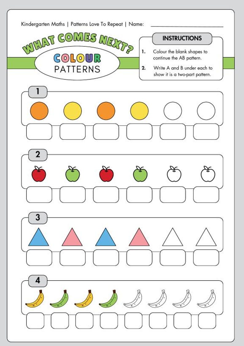 Maths Pattern Worksheet - Etsy