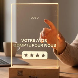 Insegna personalizzata con codice QR per recensioni Google – Display LED per recensioni clienti | Aumenta le tue recensioni su Google | Decorazione professionale per ristoranti/negozi