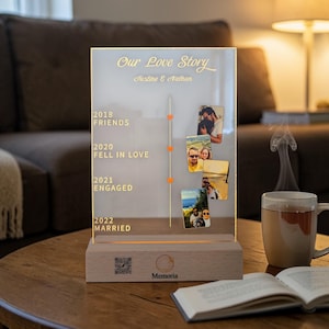 Lampe Photo Personnalisée avec QR Code | Cadeau Couple Unique | Lampe Souvenir Vidéo | Cadeau Anniversaire Mariage | Lampe LED Personnalisée