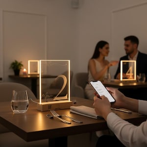 Numero da tavolo LED personalizzato con menu tramite codice QR – Insegna in plexiglass illuminata – Decorazione per ristoranti, matrimoni ed eventi