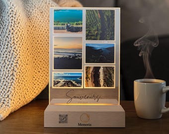 Lampe souvenir voyage personnalisée avec QR code | Cadeau souvenir | Lampe LED personnalisée photos | Cadeau couple, voyage  | Memoria