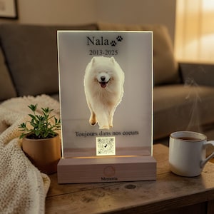 Lampada ricordo personalizzata per animali domestici con codice QR | Lampada commemorativa per cani/gatti | Regalo ricordo per animali domestici | Lampada personalizzata