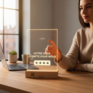 Insegna personalizzata con codice QR per recensioni Google – Display LED per recensioni clienti | Aumenta le tue recensioni su Google | Decorazione professionale per ristoranti/negozi