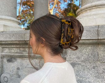 XXL jumbo haarklauwklem | Haaraccessoire van celluloseacetaat schildpad