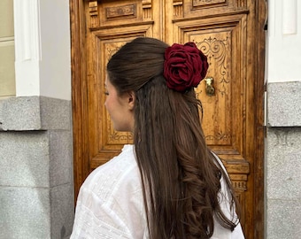 Fermaglio per capelli a forma di fiore bordeaux / Consegna rapida / 5 colori diversi