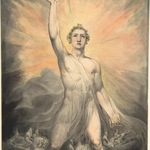 The Watercolor Illustrations of William Blake. Angel of the Revelation, c. 1803, Fine Art Reproduction.