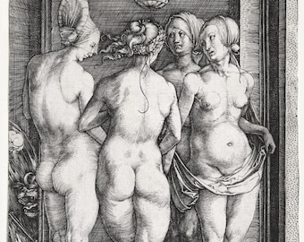Fine Art Reproduction. The Four Witches, 1497 by Albrecht Durer. Fine Art Print.