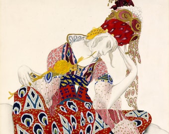 European Art Print Reproduction.  Vaslav Nijinsky in the role of Iksender in the ballet "La Péri", 1922.  Fine Art Reproduction.