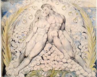 The Watercolor Illustrations of William Blake: Paradise Lost - Satan Watching over the Endearments of Adam and Eve, 1822. Fine Art Print