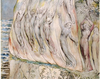The Watercolor Illustrations of William Blake:  Dante at the Moment of Entering the Fire, 1824-27. Fine Art Reproduction.