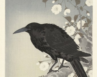 Crow at Full Moon, c. 1930 by Ohara Koson. Fine Art Reproduction.