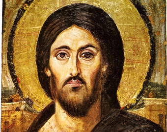 Fine Art Print of a Byzantine Icon. Christ Pantokrator, (Lord of the Universe), 6th Century. Fine Art Print