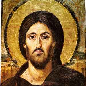 Fine Art Print of a Byzantine Icon. Christ Pantokrator, (Lord of the Universe), 6th Century. Fine Art Print