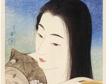 Japanese Art. Fine Art Reproduction. Combing Her Hair, Kamisuki 1933. Torii Kotondo. Fine Art Print
