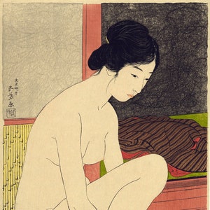 Japanese Art. Fine Art Reproduction. Woman Bathing, 1915. Hashiguchi Goyo. Fine Art Print