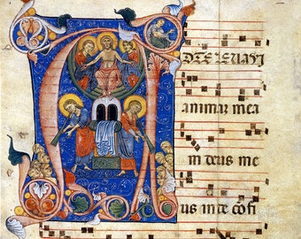 The Last Judgement in the Initial A, c. 1270. Illuminated Manuscripts: Fine Art Reproduction.  . Fine Art Print