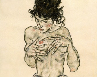 The Art of Egon Schiele. Kneeling Nude, 1917. Fine Art Print