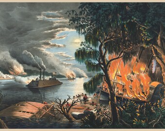 Fine Art Print The Mississippi in Time of Peace Currier /& Ives Reproduction