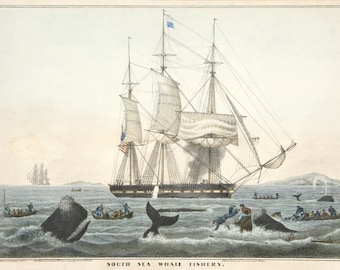 Images of American Whaling Art: The South Sea Whale Fishery, 1840 - Fine Art Print Reproduction