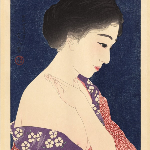 Japanese Art. Fine Art Reproduction. Applying Make-up, 1929. Torii Kotondo. Fine Art Print