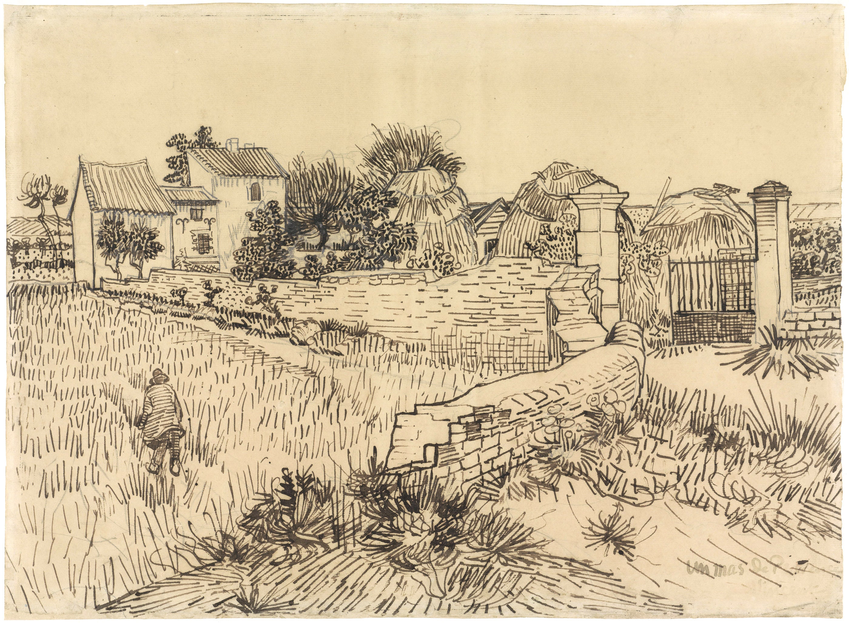Van Gogh Fine Art A Farmhouse in Drawing