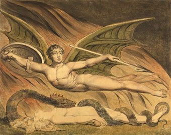 The Color Prints of William Blake. Paradise Lost Illustrations: Satan Exulting over Eve, 1795. Fine Art Reproduction.
