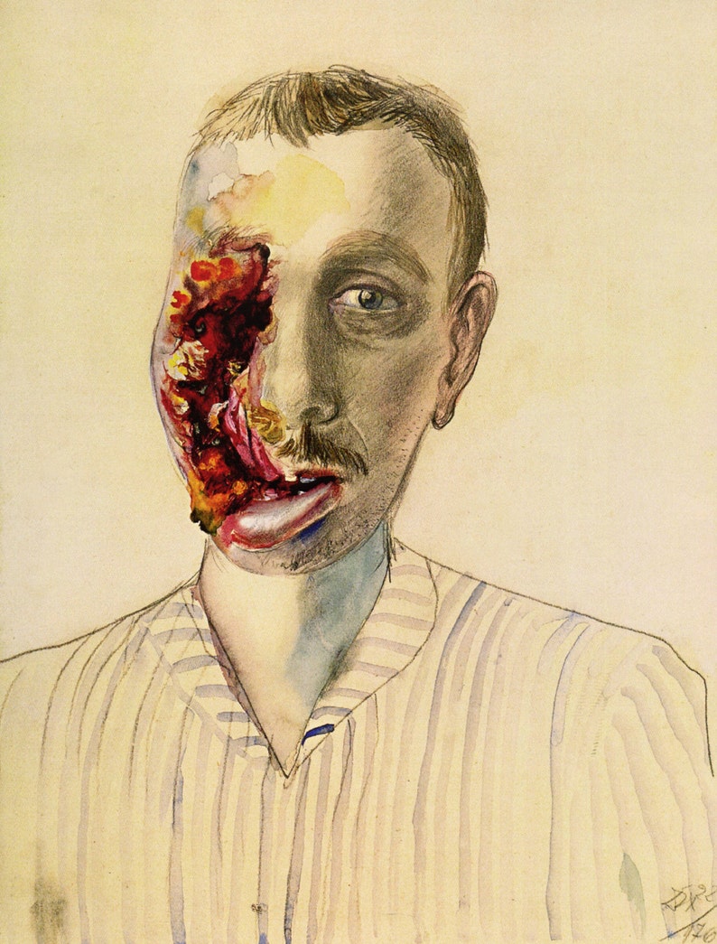 The Drawing Reproductions of Otto Dix . The Wounded War Veteran Kreigsverletzer, 1922 Fine Art Print. image 1