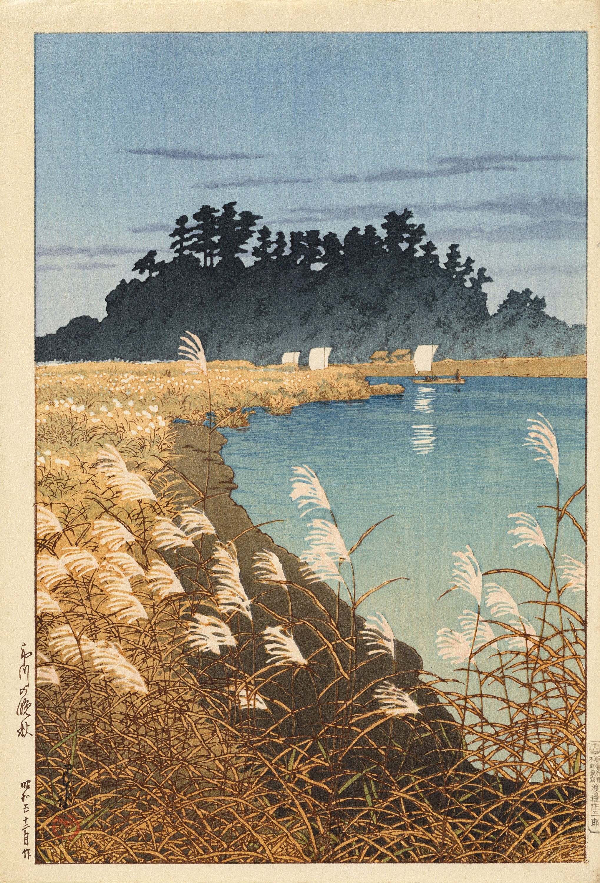 Early Autumn Light 版画 Kawase Hasui - Urayasu in Early Autumn - Modern Prints