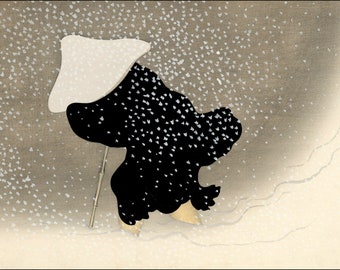 Japanese Art Reproduction. Snow from The Flowers of a Hundred Worlds (Momoyogusa), 1909 by Kamisaka Sekka. Fine Art Reproduction