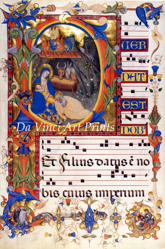 Fine Art Reproduction. Illuminated Manuscripts: Nativity