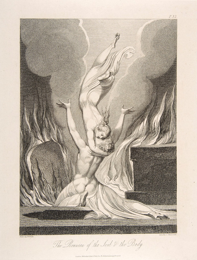 The Engravings of William Blake: Illustrations for 'The Grave' - The Re-union of the Body and Soul, 1808. Fine Art Reproduction. image 1