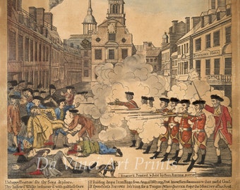 Boston Massacre - American Art Reproductions -  Paul Revere's "Bloody Boston Massacre", 1770 . Fine Art Print.