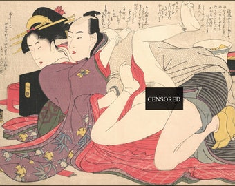 Japanese Shunga Erotic Art Print Reproduction No. 8, c. 1790s. by Utamaro. Fine Art Print