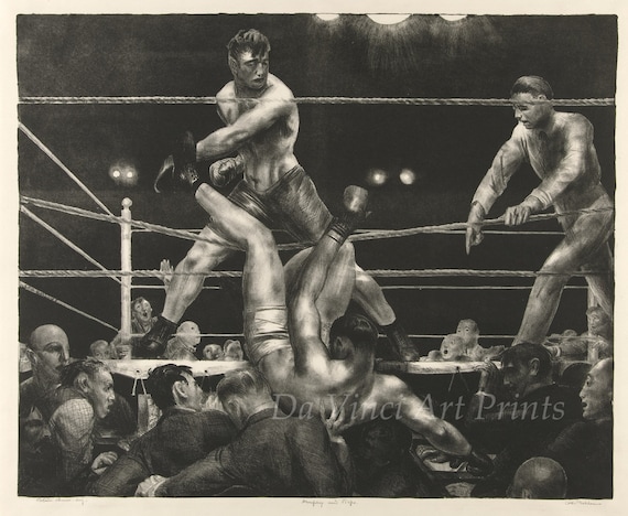 BOXER BOXING FIGHT RING GEORGE BELLOWS PAINTING REAL CANVAS GICLEE ART PRINT