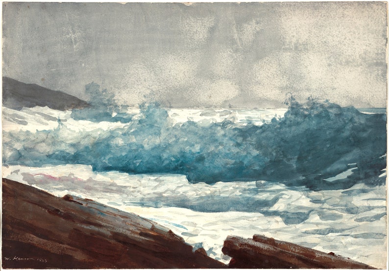 Winslow Homer Watercolor Reproductions. Prouts Neck, Maine, Breakers, 1883. Fine Art Print. image 1