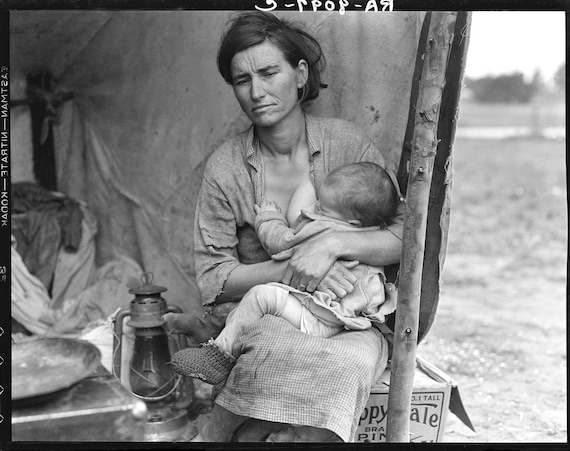 American Art Reproductions Migrant Mother No 4 By Dorothea Etsy