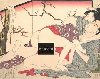Japanese Shunga Erotic Art Print Reproduction No. 6, c. 1790s. by Utamaro. Fine Art Print