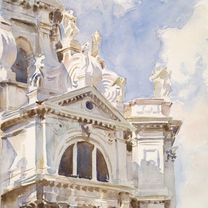 John Singer Sargent Watercolor Reproductions.  La Salute, Venice, c. 1908 - Fine Art Print.