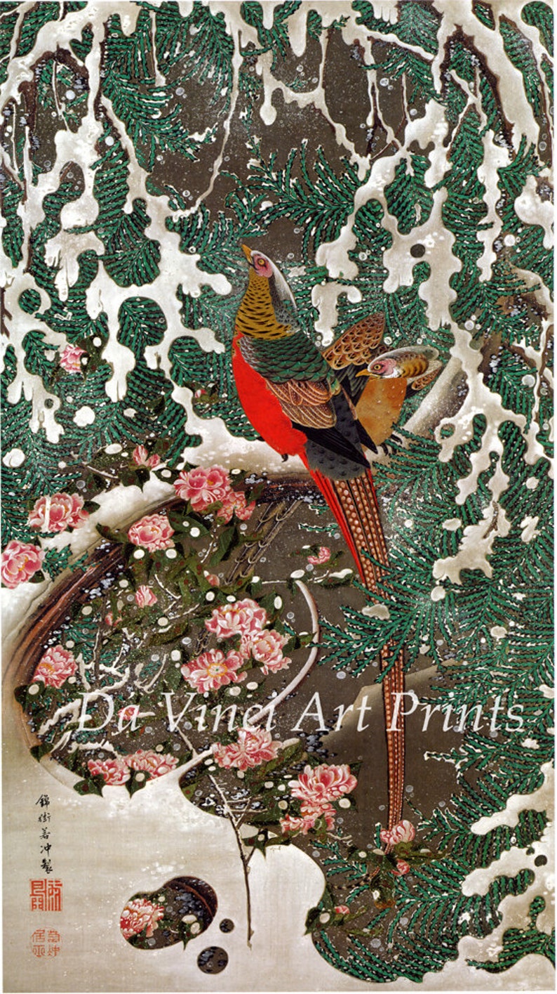 Japanese Art. Fine Art Reproduction. Golden Pheasants in | Etsy