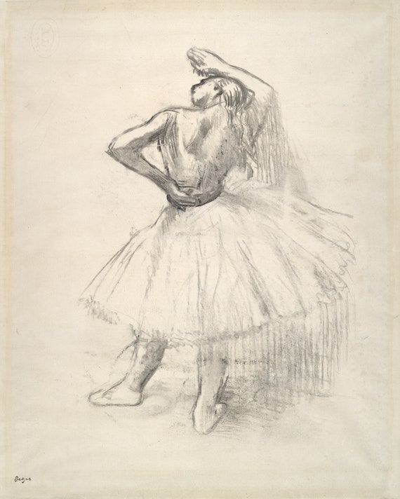 Edgar Degas Drawing Reproduction: Standing Dancer With Right Arm Raised  danseuse Debout, Le Bras Droit Leve C.1891 . Fine Art Print -  Israel