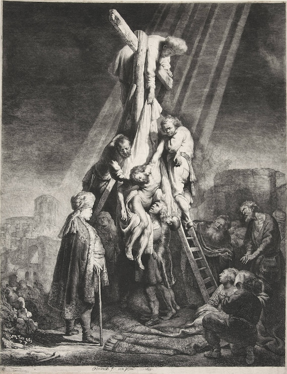 Reproductions of Rembrandt Etchings. the Descent From the Cross